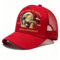 US 250th Anniversary eagle trucker hat in red, detailed embroidery detail for fans. - One Size / Bright Red