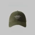 Army green cotton baseball cap with white embroidery, casual soft top adjustable hat for daily wear. - M (56-58cm) / Army Green