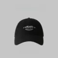 Black cotton baseball cap with white embroidery, stylish soft-top casual hat for men and women. - M (56-58cm) / Black