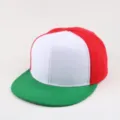 Kleurblock snapback honkbalpet met platte rand, witte voorkant en rode achterkant hiphop. - Hoofdomtrek 55-59cm / Platte Rand Wit & Groen