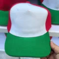 Colorblocked baseball cap for adults, vibrant red white and green hip hop hat casual. - Head Circumference 55-59cm / 5-Panel White & Green