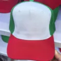 Detailed close-up of the stylish color-blocked baseball cap showing fabric and stitching. - Head Circumference 55-59cm / 5-Panel White & Red