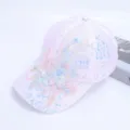 Pink lace baseball cap with floral embroidery and sequins, breathable mesh summer sun hat. - One Size / Picture 8
