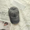 Vintage gewassen denim honkbalpet met stijlvolle borduursel aan de voorkant, casual zonnehoed. - Verstelbaar / Denim Zwart