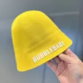 Yellow knitted bucket hat for women, cute letter print design, stylish summer sun hat. - M (56-58cm) / Yellow