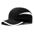 Black sports baseball cap with white mesh panels, quick-drying summer outdoor sun hat. - Black