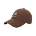 Classic brown baseball cap with embroidered crest logo, stylish casual dad hat for men and women - One Size / Coffee