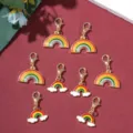 Ciondoli in metallo smaltato arcobaleno colorato con moschettoni per gioielli fai da te e stivali. - Stile Nuvola Arcobaleno / Colorato