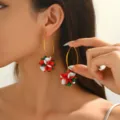 Orecchini pendenti con perline di fiori in acrilico di Natale, colorati gioielli per donna - Natale Rosso Bianco Verde (4456)