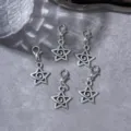 Punk style metal pentagram shoe charms set, stylish silver star boot accessories for women. - Five-Pointed Star Shoe Clip / 5 Pieces/Pack / Silver