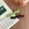 2-piece minimalist geometric wavy acetate hair clips for women, stylish side bangs styling. - Lake Blue Coffee And Green