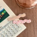 2 retro minimalist geometric acetate hair clips for women, sweet pink side fringe styling. - Pink Spots And Pink