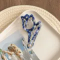 Blue white marble tulip hair claw clip elegant french hair accessories for women and girls - Premium Packaging / Navy Floral