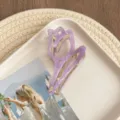 Purple tulip hair claw clip elegant acetate shark clip French style hair accessory detail view - Premium Packaging / Transparent Purple