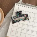 Retro oil painting acetate hair claw clip detail, square cutout for stylish half-up hairstyles. - Agate Color