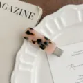 Korean style tortoiseshell acetate hair clip elegant rectangular duckbill hairpin for women. - Light Leopard