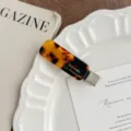 Korean style acetate tortoiseshell hair clip, elegant duckbill clip for stylish side hair styling. - Dark Leopard Print