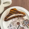 Large acetate hair claw clip hollow dumpling shape amber hair accessories for women chic - L / Dark Brown Stripe