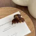 Small tortoise shell hair claw clip, elegant mini hair accessory for styling bangs and daily wear. - Dark Coffee Stripe
