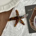 Detailed view of the stylish acetate starfish hair clip, beautiful side hairpin for women. - Lake Blue Brown