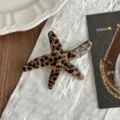Chic leopard print starfish hair clip, stylish acetate hair claw for women daily styling. - Coffee Leopard