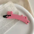 Cute pink cat banana hair clip for women, sweet French twist vertical hair claw accessory. - Pink