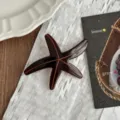 Chic brown cellulose acetate starfish hair clip, elegant side barrette for women and girls. - Dark Coffee