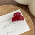 Wine red small hair claw clip for bangs and broken hair, elegant resin mini hair accessory. - Burgundy