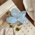Retro Acetat Meerjungfrau Strass Schmetterling Haarklammer fuer elegante Damen Frisuren - L / Irisierendes Blaugrau