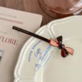 Korean acetate bow hairpin, elegant brown hair clip for women, stylish hair styling accessory. - Chocolate Brown