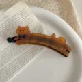 Cute cat hair banana clip tortoise shell elegant hairpin hair accessory for women daily wear - Caramel color