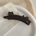Cute cat shape banana hair clip French twist vertical hairpin for elegant daily hairstyles. - Coffee