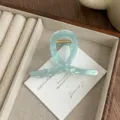 Iridescent blue hair claw clip aesthetic acetate hair catcher for women elegant daily styling - Iridescent Blue Green