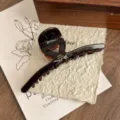 Elegant dark brown acetate hair claw clip for women, stylish shark clip for daily hair styling. - 13cm Cross