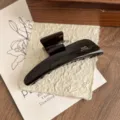 Chocolate brown acetate hair claw clip, elegant large shark clip for women's daily styling. - Oblique Triangle