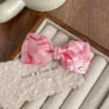 French rhinestone bow hair clip acetate spring clip detail showing exquisite design and texture - Pink