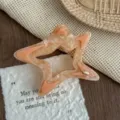 Hollow star hair claw clip for women, large acrylic shark clip for chic hairstyles, hair accessories. - Gradient Orange