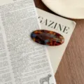 Tortoiseshell acetate hair clip elegant oval barrette side clip vintage hair accessory detail - Lake Blue Brown