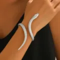 Silver snake arm cuff bracelet, metallic open wrap bracelet, adjustable jewelry variant. - Bangle / Silver