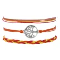 Bracciale intrecciato a mano con ciondolo albero della vita argentato e colori autunnali. - Multicolore Caldo