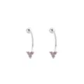 Delicati orecchini a lobo cartilagine trifoglio argento s925 zirconi rosa, vite sul retro. - Argento 925 / Platino (Pietra Viola)