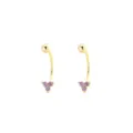 Eleganti orecchini a bilanciere curvo in argento s925 dorato con pietre rosa per donna. - Argento 925 / Oro (Pietra Viola)