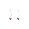 Orecchini a bilanciere curvo in argento S925 con zirconi rosa a design di trifoglio. - Argento 925 / Platino (Pietra Rossa)