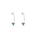 Eleganti orecchini piercing curvi in argento S925 con trifoglio di zirconi verdi. - Argento 925 / Platino (Pietra Verde)