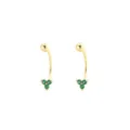 Orecchini a lobo cartilagine elica trifoglio pietra verde argento S925 placcato oro. - Argento 925 / Oro (Pietra Verde)