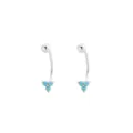 Orecchini a lobo quadrifoglio turchese argento S925, variante gioiello piercing squisito. - Argento 925 / Platino (Pietra Turchese)