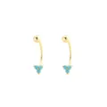 Orecchini a lobo bilanciere curvo trifoglio turchese in argento S925 delicato piercing elice - Argento 925 / Oro (Pietra Turchese)