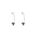 Orecchino cartilagine in argento S925 con barra curva e dettagli di pietra. - Argento 925 / Platino (Pietra Nera)
