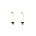 Orecchini a lobo a tre pietre in argento S925 dorato con chiusura a vite gioiello da donna delicato. - Argento 925 / Oro (Pietra Nera)