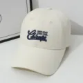 Beige baseball cap with Chicago embroidery, soft top casual sun hat for outdoor wear. - One Size / Beige